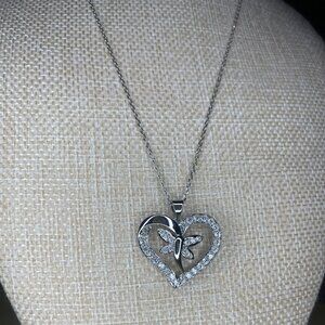 Dragonfly Heart Necklace on Message Card